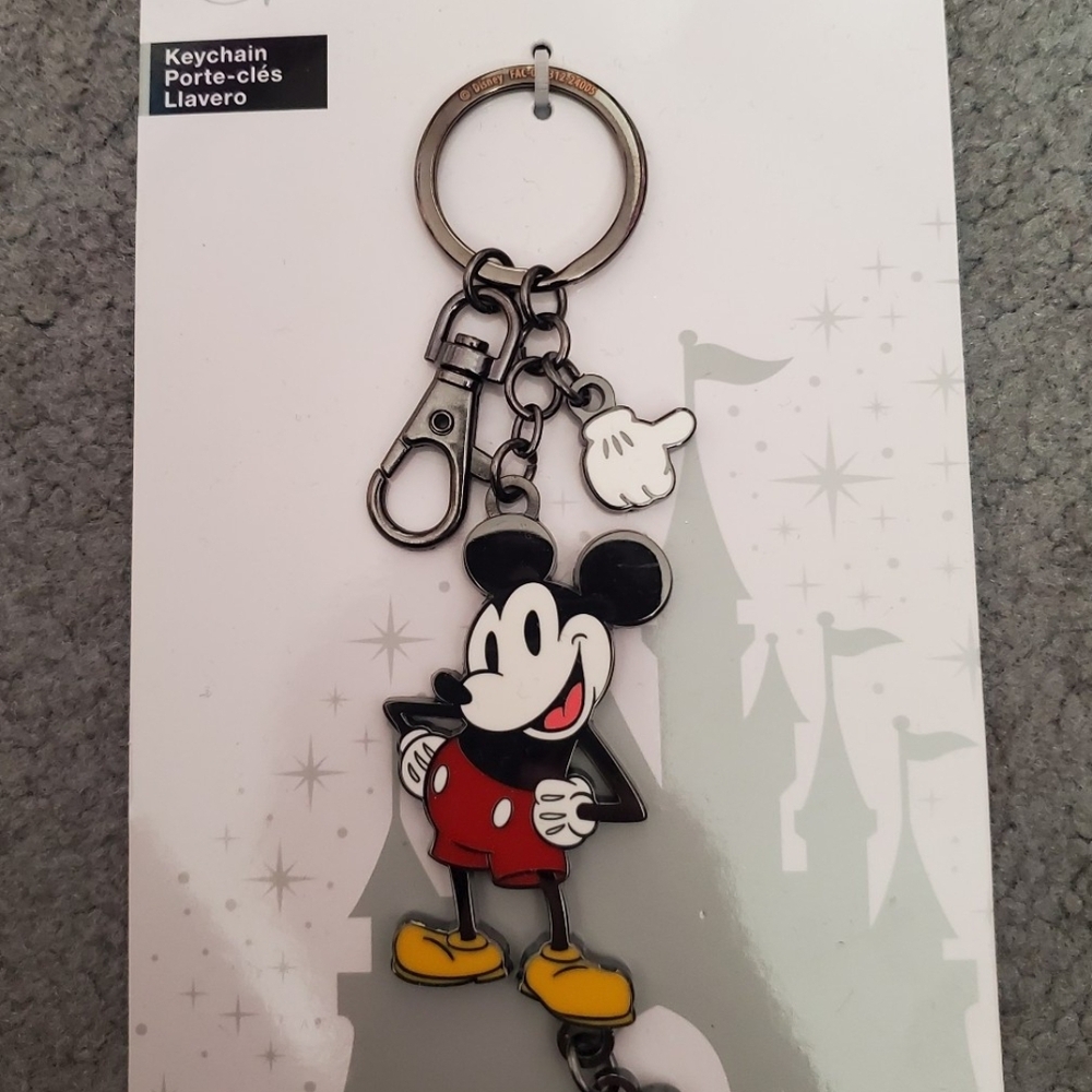 Disney Mickey Mouse Keychain with Red and Yellow Accents